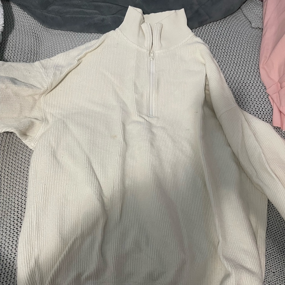 Aerie white pullover quarter zip